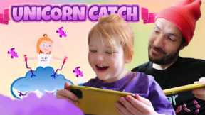 UNiCORN CATCH 🦄 Adley App Reviews her First Game! save unicorns, new coloring book, play drop test!