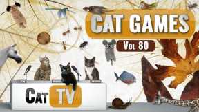 CAT Games | Ultimate Cat TV Compilation Vol 80 | 4 HOURS  🐝🐞🦋🦎🦜🐜🐭🧵